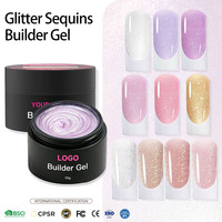 Nouvel Arrivage Prix Usine Gel Constructeur Pailleté 50g pour Salon de Manucure, Gel Dur pour Peinture d'Ongles et Extension d'Ongles
