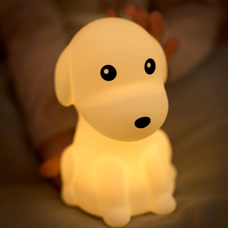 Nuevo creativo lindo mascota USB silicona noche luz carga dormitorio cabecera atmósfera lámpara niños con lámpara para dormir