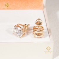 Pendientes de Oro Amarillo de 10k con Incrustaciones de Diamantes Simulados, Estilo Hip Hop, para Raperos, con 4 Garras, Tipo Moissanita