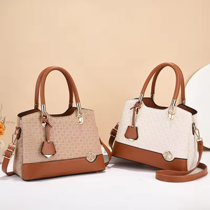 Bolso de Mano Casual de Gran Capacidad para Mujer, Diseño Moderno 2026, Bolso de Hombro Tejido con Bloques de Color, Resistente, para Viajes Diarios - Product Image 4