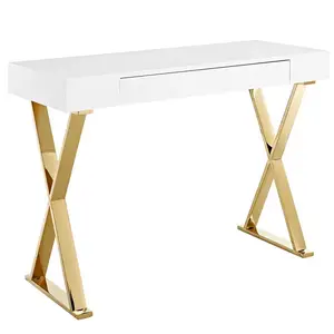 Vendita calda mobili per ufficio moderna scrivania direzionale in legno tavolo da ufficio di lusso tavolo in acciaio con gamba in acciaio