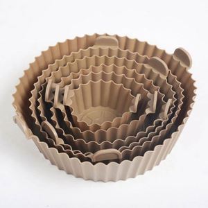 6 Pcs Reusable Non-stick Ceramic Coating Eco-Friendly Round Air Fryer <b>Accessories</b> 1.5mm Thick Silicone Liners Set Custom Logo - Product Image 6