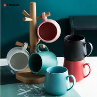 Tasse à eau en céramique noire mate de 8, 12, 14, 16 onces avec grande capacité, design moderne, gravure au laser, logo personnalisé, tasse à café