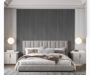 Tête <span class=keywords><strong>de</strong></span> <span class=keywords><strong>lit</strong></span> en <span class=keywords><strong>bois</strong></span> rembourrée personnalisable, style moderne, panneaux capitonnés pour chambre à coucher, art mural décoratif contemporain - Product Image 3