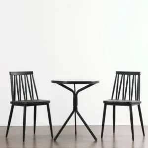 Wholesale Furniture Modern Small Black Iron Metal Round Dining Kitchen Chairs and Tables for Coffee Shop