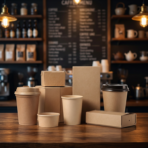 Gobelets en papier kraft jetables à double paroi pour café et thé avec couvercle, de 4 oz à 32 oz, emballage pour boissons - Product Image 2