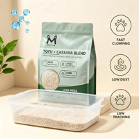 Litière pour chat en tofu et manioc mélangés 70% Tofu 30% Manioc Agglomération rapide Faible poussière Contrôle des odeurs À base de plantes Biodégradable OEM Vrac