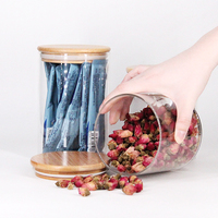 Lot de 12 pots personnalisés bocaux de stockage de cuisine ensemble de récipients de stockage des aliments bocal en verre avec autocollant couvercle en bambou