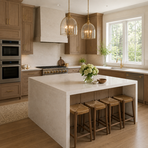 Gabinetes <span class=keywords><strong>de</strong></span> Cocina Modernos <span class=keywords><strong>de</strong></span> Madera Contrachapada Americana, Puerta <span class=keywords><strong>de</strong></span> MDF Pintada, Isla Central <span class=keywords><strong>de</strong></span> Cuarzo Taj Mahal y Cierre Suave - Product Image 5