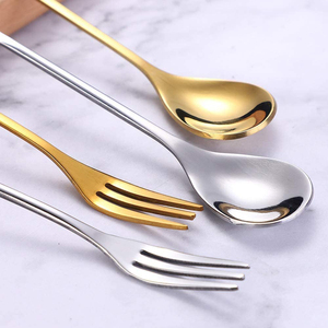 Sáng Tạo Bạc Lá Hình Dạng Flatware Trái Cây Món Tráng Miệng Ngã Ba Cà Phê Trà Muỗng Độc Đáo Thép Không Gỉ Thiết Lập Dao Kéo - Product Image 4