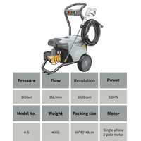 Promotion : Nettoyeur Haute Pression Commercial 3000W - Chariot à Roues avec Pompe en Laiton pour Nettoyage Intensif