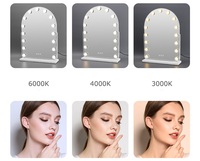 Miroir de Maquillage LED Moderne Détachable à Rotation 360°, Lumineux en Forme de Bulle, Trois Modes de Couleur, Commande Tactile Intelligente pour Coiffeuse