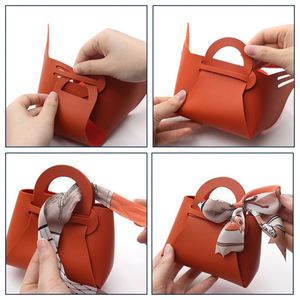 Small Candy Bag PU Leather Bag <b>Mini</b> Beautiful Candy Bag with Bowknot Decor Handmade Festive Faux Leather Gift Box for Wedding - Product Image 3