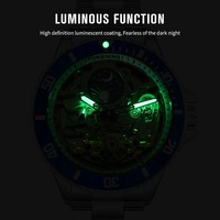 Montre de plongée FORSINING FSG8316M4 pour homme, marques de luxe, bracelet en acier inoxydable, squelette mécanique, horloge sportive lumineuse