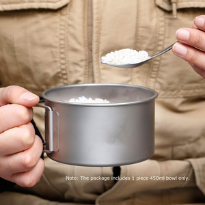 Siêu Nhẹ Titan Ngoài Trời Cắm Trại Cốc Bát Đồ Nấu Nướng Nấu Ăn Bát Với Gấp Xử Lý - Product Image 4