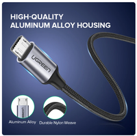 Kabel Charger Micro USB Ugreen 2A Nylon Pengisian Cepat USB a ke Micro Kabel Charger USB Kabel Data Ponsel