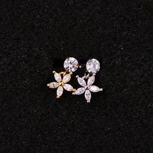 16 ग्राम स्टेनलेस स्टील cz फूल डंगल हेलिक्स कार्टिलेज इक्का चक्का फ्लैट रोक कान पीडलिंग गहने - Product Image 4