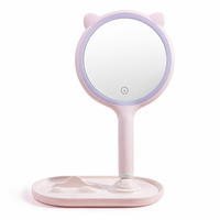 Miroir de maquillage à LED avec commande tactile, lumière à intensité réglable, grossissement 5x, base de rangement amovible pour la beauté à domicile