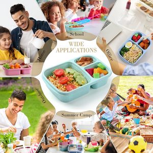 Three Compartment Lunch Box <b>Microwave</b> Safe Square Bento Box For Students And Household Food Storage - Product Image 4