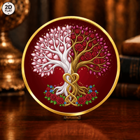 Pièce de monnaie fantaisie personnalisée en gros, design romantique bicolore Arbre de Vie avec roses et cœurs, pièce commémorative, objet de collection en fer