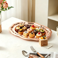 Plateau à dessert double de style nordique, luxe léger, multi-usages, pour gâteaux, pâtisseries, service de thé de l'après-midi, fruits, en acier inoxydable, pour hôtel