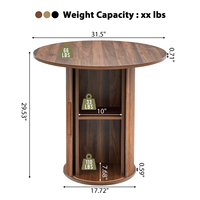 Table à manger ronde Japandi avec base cannelée et piétement de rangement, en bois de noyer, vente en gros pour importateurs, OEM ODM