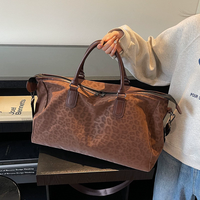 Sac de voyage à grande capacité pour femmes, imprimé léopard, sac de sport décontracté à bandoulière, sac de week-end