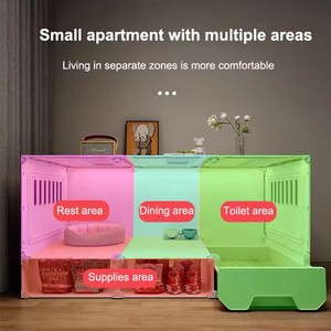 Cage intérieure personnalisée pour animaux de compagnie, cages de présentation pour animaleries, boîte en plastique, villa pour chat avec toilettes intégrées - Product Image 5