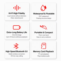 Haut-parleur Bluetooth 5.0 portable mini de haute qualité, étanche IPX7, son stéréo 3D, connexion double haut-parleur TWS, flottant sur l'eau