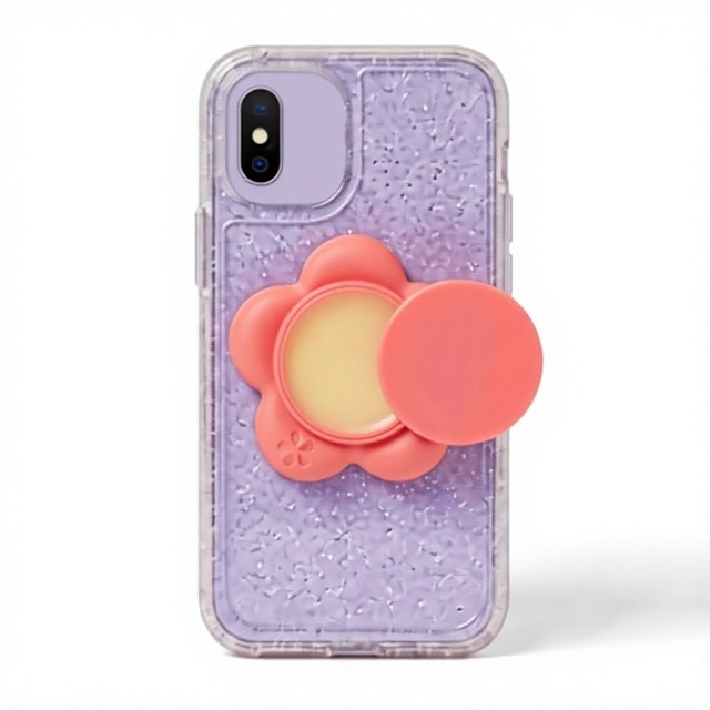 Custom Flower Lipstick Case Mobile Phone Stand Cosmetic Container Lip Mask Jar Blusher Eyeshadow Powder case Lip Balm Container