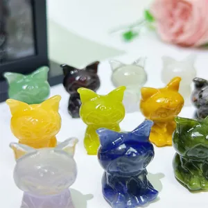 Wholesale Crystal Crafts Small Carving Polishing Xiuyan Jade Mixed Mini Black Hood Kid For Healing Decoration Cute Gift