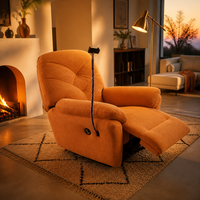 Fauteuil inclinable électrique moderne avec support pour téléphone, en cuir véritable