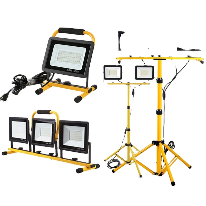 Factory Floodlights Workshop Lighting Lamp Waterproof Tripod Stand Dual Head Led Flood Lights Led Work Light