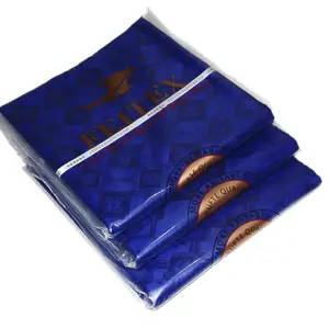 Feitex Shining Blue Cotton Stricks toffe Bazin Riche Stoff Brokat Femme Für Senegal Kleid