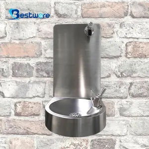 Desain Baru Stainless Steel Wastafel Botol Manual Pengisi Air Mancur Minum untuk Sekolah