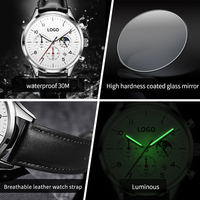 OEM 2882 Ay Evreli 42mm Büyük Kadranlı Erkek Kol Saati Kronograf Numaralı Ölçekli Quartz Saat Erkekler İçin Su Geçirmez Işıklı Abiye Saat