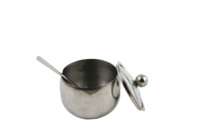 Pot à sucre portable, distributeur de condiments, bol à sucre en acier inoxydable avec cuillère et couvercle transparent pour la maison et la cuisine