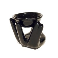 Brûleur d'Encens en Céramique Moderne et Épuré, Diffuseur d'Aromathérapie au Design Sculptural en Forme de Main pour Chambre, Parfum d'Ambiance, Chauffe-Bougie et Huiles Essentielles
