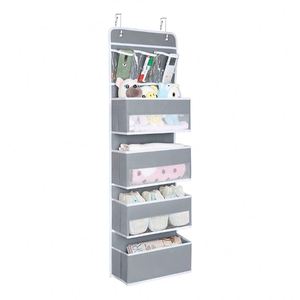 4 Pockets Over the Door Hanging Organizer With <b>Hooks</b> Storage Bags Baby Products Organizer Bag Save Storage Space Fabric 100pcs - Product Image 2