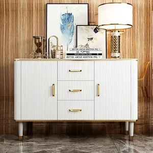 Oturma odası vintage ahşap büfe nordic beyaz mermer masa lüks modern sideboards çekmeceli küçük mutfak dolapları