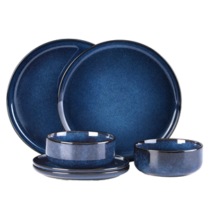 Luxury Nordic Starry Blue Reactive Glaze Ceramic Dinnerware <b>Set</b> Vintage Porcelain Cup Kit Oven Safe Dishwasher Safe <b>Restaurant</b> - Product Image 1
