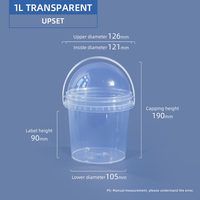 Seau à glace rond en plastique de qualité alimentaire personnalisé en gros avec poignée et couvercles, transparent blanc, écologique, pour la crème glacée, les desserts et l'eau