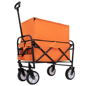 Chariot pliable DUFFGH, chariot à quatre roues orange, chariot utilitaire pour l'épicerie et le camping - Product Image 5