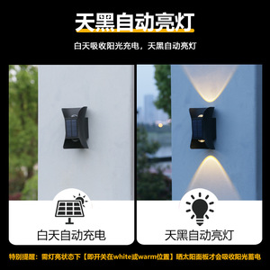 Lámpara Solar de Pared para Exteriores, Ángulo de Haz de 20 Grados, Luz LED para Jardín, Valla, Patio, Decoración, Impermeable, Alimentada por Energía Solar - Product Image 2