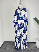 Robe longue maxi tendance automne 2027 à manches longues imprimé vintage Tie-Dye zèbre pois, tailles XS-4XL, avec boutons, idéale pour les fêtes
