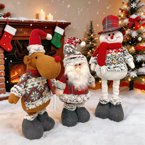 Muñeco telescópico navideño con patas extensibles, decoración de felpa tejida de Papá Noel, decoración navideña para ventana. - Product Image 5