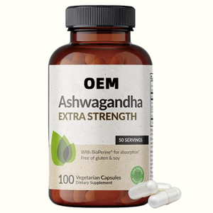 Capsules d'extrait <span class=keywords><strong>de</strong></span> racine d'Ashwagandha OEM 3000mg Bio Végétalien Sans OGM pour Adultes Soulagement du Stress Soutien au Sommeil Boost d'Énergie Immunité - Product Image 1