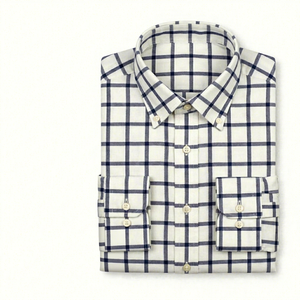 Custom ODM Yarn Dyed 100% Cotton Twill <b>Patchwork</b> Men's <b>Shirt</b> Turn-down Collar Contrast Stitching Regular Fit Spring Office - Product Image 3