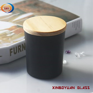 Respetuoso del medio ambiente rociado de vidrio negro vela Copa tapa de madera - Product Image 4