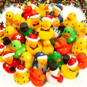 Christmas Custom Printed Rubber Duck Baby <b>Bath</b> Toys for Kids Unique Bathtub Toy with Fun Pattern Designs Promotional Toys - Product Image 1